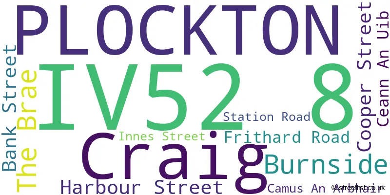 A word cloud for the IV52 8 postcode